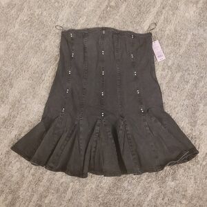 Wild Fable Stylish Mimi Black Jeans A-Line Dress with Beaded Accents